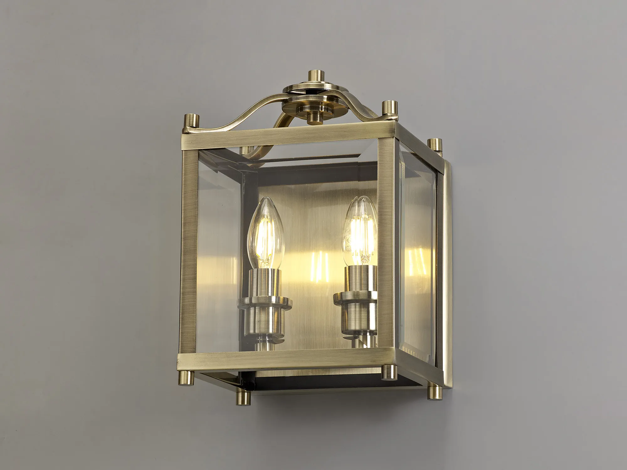 Aston Antique Brass Wall Lights Diyas Flush Wall Lights